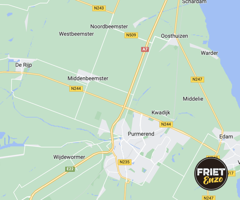 kaart frietkraam purmerend en beemster